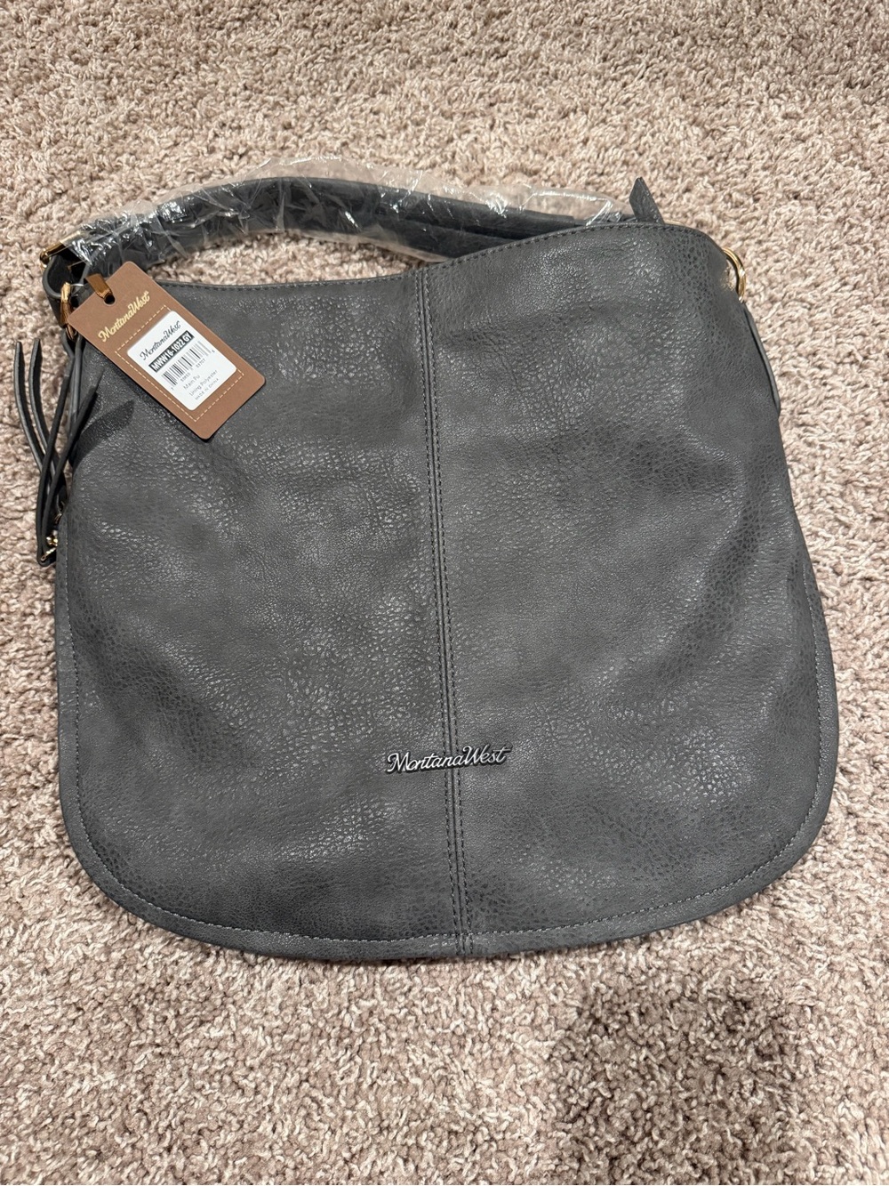 Montana West Charcoal Pebbled Hobo Shoulder Bag